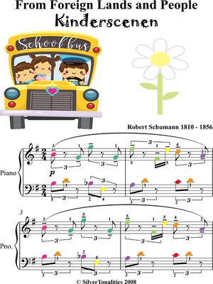 cover image of From Foreign Lands and People Kinderscenen Easy Piano Sheet Music with Colored Notes